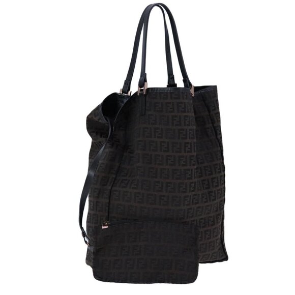 FENDI Zucchino Canvas Tote Bag Brown Auth - Picture 1 of 16